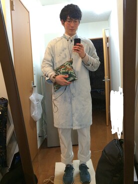 「白コーデ」｜「アイテム（その他アウター）」を使った、hiiiさん（メンズ・173cm）の冬コーディネート