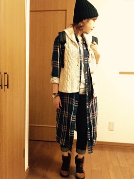 「アイテム（アナログ腕時計、ピンク系）」を使った、さちさん（レディース・152cm）の秋コーディネート