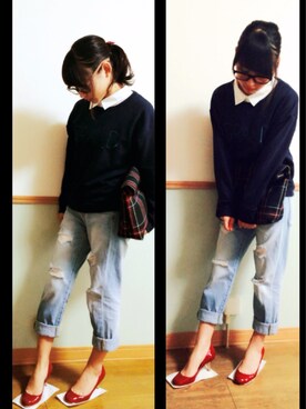 「WEGO（ウィゴー）のアイテム（スウェット、ブルー系）」を使った、yokoさん（レディース・151cm）の秋コーディネート