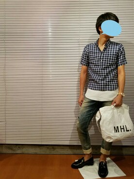 「チェックシャツ」｜「アイテム（タンクトップ）」を使った、satoさん（メンズ・170cm・20代）の秋コーディネート