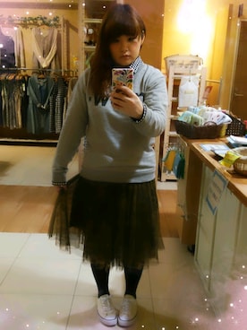 「スウェット×シャツ」｜cherryblossomさん（レディース・152cm）の冬コーディネート