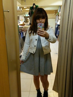 「春ワンピ」｜「アイテム（デニムジャケット）」を使った、cherryblossomさん（レディース・152cm）の春コーディネート