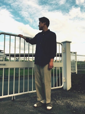 「SCYE BASICS（サイベーシックス）のアイテム（チノパンツ）」を使った、Souta さん（メンズ・183cm）の夏コーディネート
