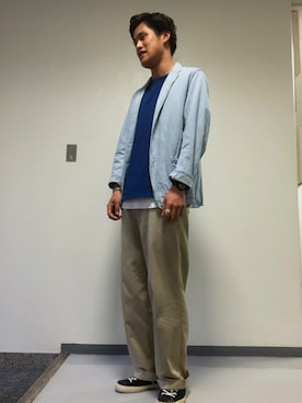 「SCYE BASICS（サイベーシックス）のアイテム（チノパンツ）」を使った、Souta さん（メンズ・183cm）の春コーディネート