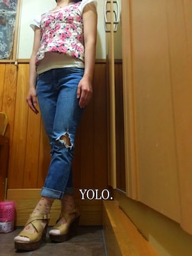 「クラッシュスキニー」｜nyago.◡̈さん（レディース・155cm）の夏コーディネート