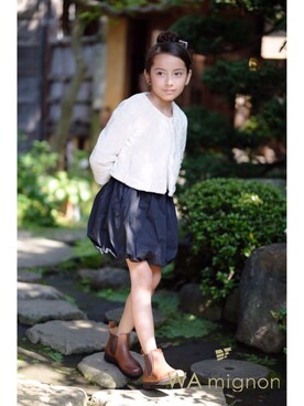 「アイテム（バレッタ/ヘアクリップ）」を使った、WA mignonさん（キッズ・120cm）の冬コーディネート