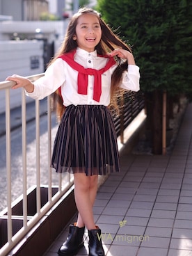「アイテム（スカート）」を使った、WA mignonさん（キッズ・120cm）の冬コーディネート