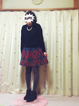 「黒ニット」｜hrmamaさん（レディース・163cm）の冬コーディネート