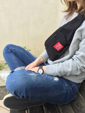 「CASIO」｜「アイテム（スウェット）」を使った、Junさん（レディース・152cm）の冬コーディネート