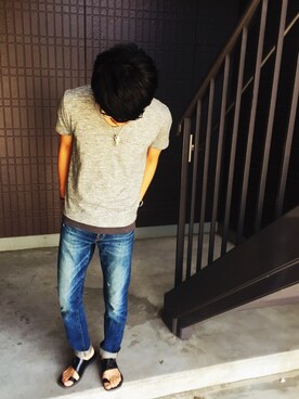 「N.HOOLYWOOD（N.ハリウッド）のアイテム（サンダル）」を使った、Tomさん（メンズ・176cm）の夏コーディネート