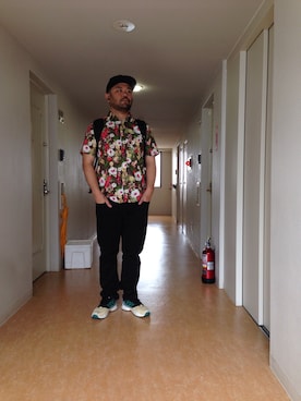 「LRG（エルアールジー）のアイテム（キャップ）」を使った、ak112611さん（メンズ・173cm）の夏コーディネート