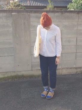 「MHL.（エムエイチエル）のアイテム（シャツ/ブラウス、ホワイト系）」を使った、maaai510ggさん（レディース・158cm）の秋コーディネート
