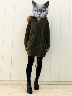 「PULL&BEAR（プルアンドベア）のアイテム（ブーティ）」を使った、面面侠さん（レディース・158cm）の秋コーディネート