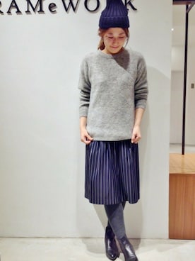 「FRAMeWORK（フレームワーク）のアイテム（スカート）」を使った、FRAMeWORK京都　staff3さん（レディース・158cm）の冬コーディネート