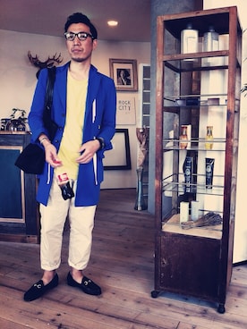 「DIGAWEL（ディガウェル）のアイテム（ステンカラーコート）」を使った、中村 陽佑さん（メンズ・173cm）の春コーディネート