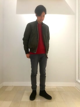 「GLOBAL WORK（グローバルワーク）のアイテム（MA-1）」を使った、アーリー666さん（メンズ・173cm）の秋コーディネート