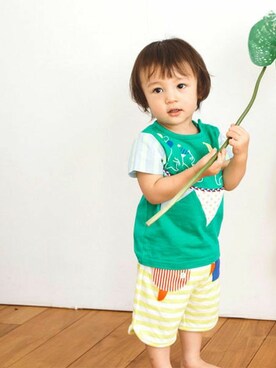 「アイテム（パンツ）」を使った、KAZUさん（キッズ・76cm）の夏コーディネート