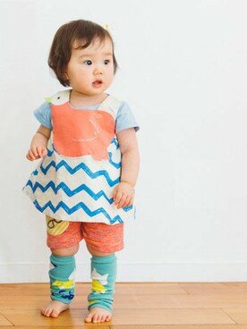 「アイテム（レッグウォーマー）」を使った、KAZUさん（キッズ・78cm）の春コーディネート