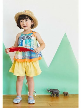 「アイテム（チュニック）」を使った、KAZUさん（キッズ・91cm）の夏コーディネート