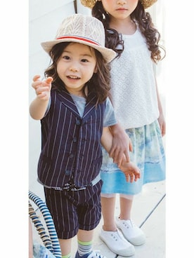 「アイテム（ベスト）」を使った、KAZUさん（キッズ・91cm）の春コーディネート