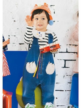 「アイテム（ニットキャップ/ビーニー）」を使った、KAZUさん（キッズ・84cm）の秋コーディネート