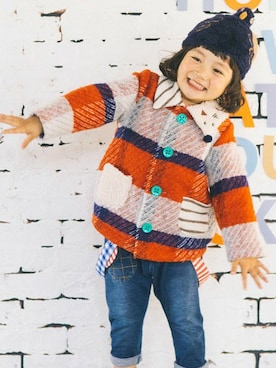 「アイテム（その他アウター、オレンジ系）」を使った、KAZUさん（キッズ・95cm）の秋コーディネート