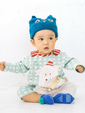 「アイテム（ロンパース）」を使った、KAZUさん（キッズ・70cm）の秋コーディネート