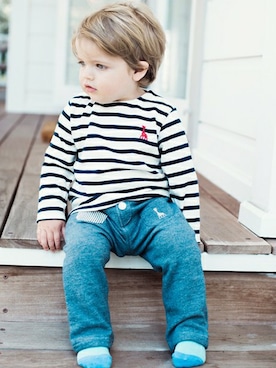 「Sophie la girafe（ソフィーラジラフ）のアイテム（トップス）」を使った、KAZUさん（キッズ・85cm）の秋コーディネート