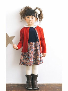 「アイテム（タイツ/ストッキング）」を使った、KAZUさん（キッズ・90cm）の冬コーディネート