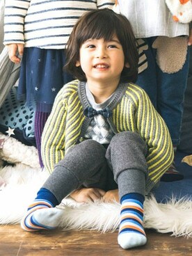 「アイテム（レッグウェア）」を使った、KAZUさん（キッズ・93cm）の冬コーディネート