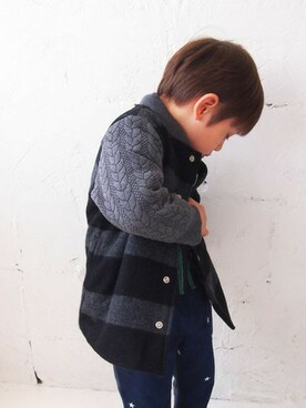 「kids」｜「アイテム（スタジャン）」を使った、KAZUさん（キッズ・93cm）の冬コーディネート