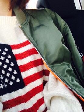 「Alpha Industries（アルファインダストリーズ）のアイテム（ブルゾン）」を使った、mikiさん（レディース・157cm）の冬コーディネート