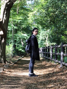 「LEE」｜「アイテム（モッズコート）」を使った、Hugo Auyeungさん（メンズ・170cm）の秋コーディネート