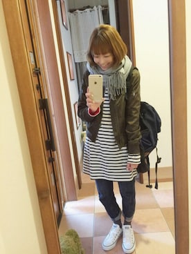 「KBF（ケイビーエフ）のアイテム（MA-1）」を使った、にくの とりこさん（レディース・153cm）の冬コーディネート