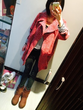 「PULL&BEAR（プルアンドベア）のアイテム（ピーコート）」を使った、Kay Tsai さん（レディース・165cm）の冬コーディネート