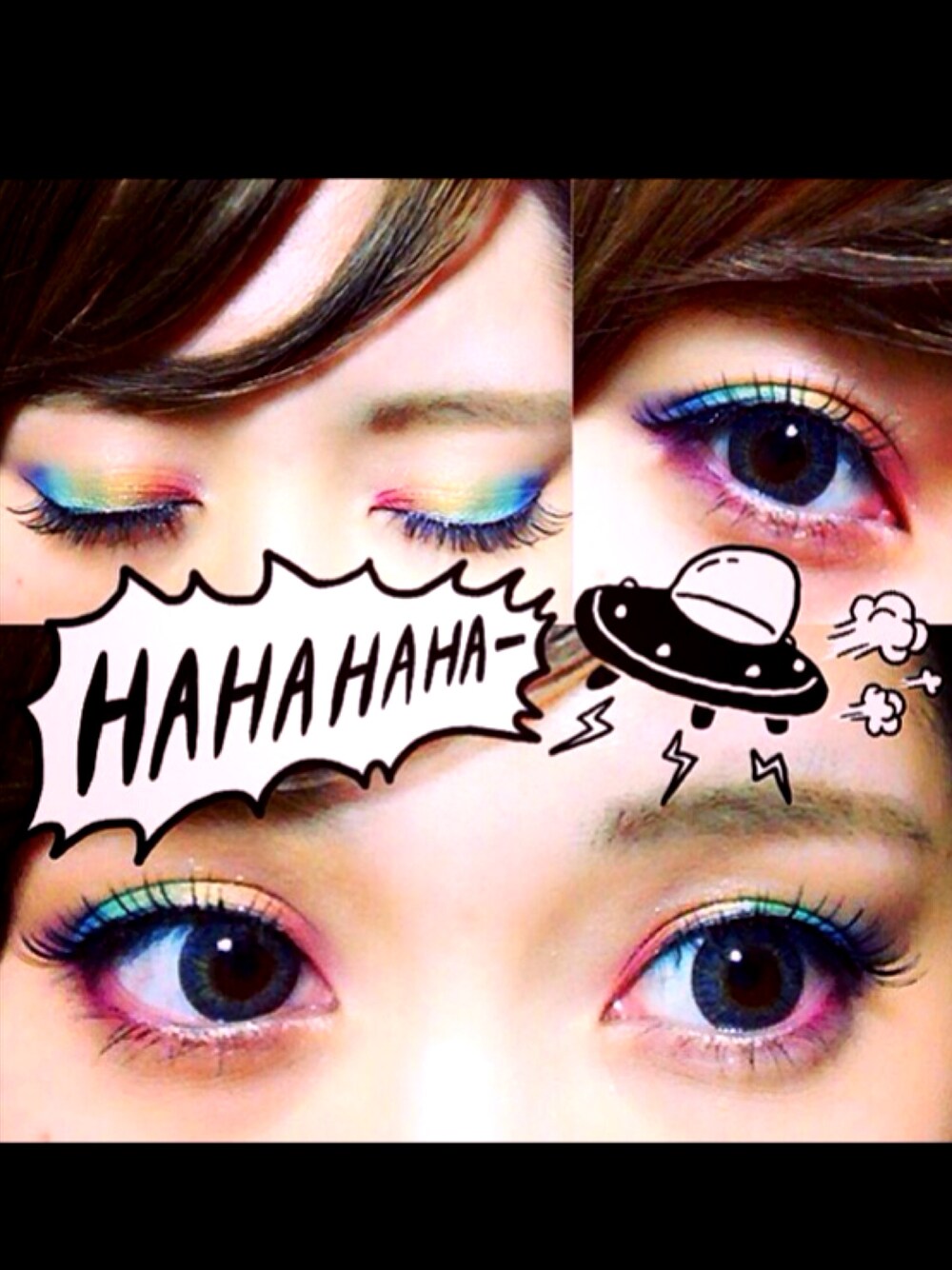 「makeup、rainbow、目、虹色、レインボー、カラーメイク」｜「maribuのアイテム（ファンデーション、その他）」を使った、ODGさん（レディース・155cm）の春コーディネートの1枚目の写真