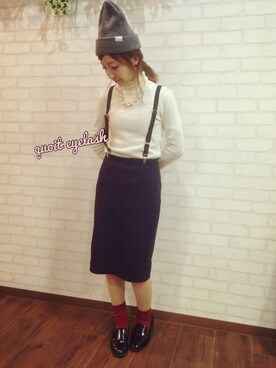 「白タートルネック」｜yasuhaさん（レディース・151cm）の冬コーディネート