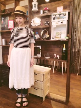 「DHOLIC（ディーホリック）のアイテム（その他トップス）」を使った、yasuhaさん（レディース・151cm）の夏コーディネート