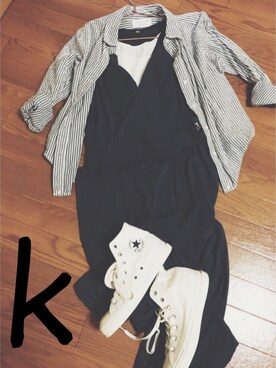 「ママカジュアル」｜「アイテム（オールインワン・サロペット）」を使った、k.さん（レディース・157cm）の春コーディネート
