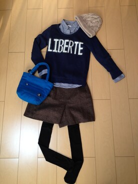 「UGG（アグ）のUGG W Classic Mini（ブーツ、ブラック系）」を使った、Chi☆*さん（158cm）の冬コーディネート