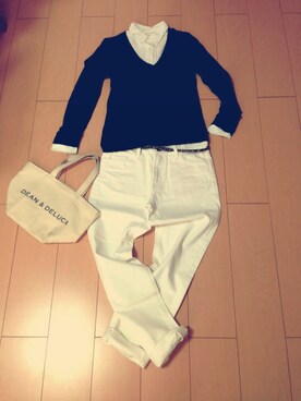 「Minnetonka（ミネトンカ）の【MINNETONKA】KILTY SUEDE MOC（モカシン/デッキシューズ、ベージュ系）」を使った、Chi☆*さん（158cm）の春コーディネート
