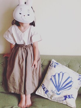「こども ビームス（コドモビームス）のアイテム（スカート）」を使った、ちゃんりーさん（キッズ・100cm）の夏コーディネート
