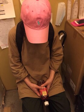 「RALPH LAUREN（ラルフ ローレン）のアイテム（キャップ、ピンク系）」を使った、お松さん（レディース・153cm）の秋コーディネート