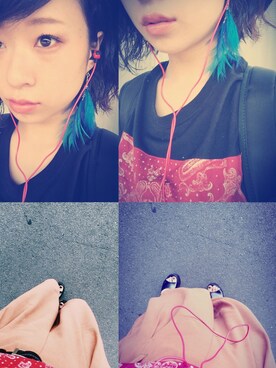 「WEGO（ウィゴー）のアイテム（Tシャツ/カットソー、ブラック系）」を使った、お松さん（レディース・153cm）の秋コーディネート