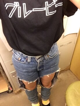 「WEGO（ウィゴー）のアイテム（Tシャツ/カットソー、ブラック系）」を使った、お松さん（レディース・153cm）の秋コーディネート