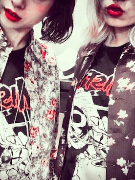 「Miss fits（ミスフィッツ）のアイテム（Tシャツ/カットソー、ブラック系）」を使った、お松さん（レディース・153cm）の秋コーディネート