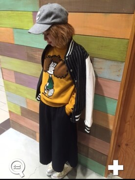 「WEGO（ウィゴー）のアイテム（ニット/セーター、オレンジ系）」を使った、お松さん（レディース・153cm）の秋コーディネート