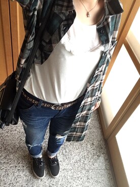 「ARROW（アロー）のアイテム（パンツ）」を使った、流れ星☆ミさん（レディース・161cm）の秋コーディネート