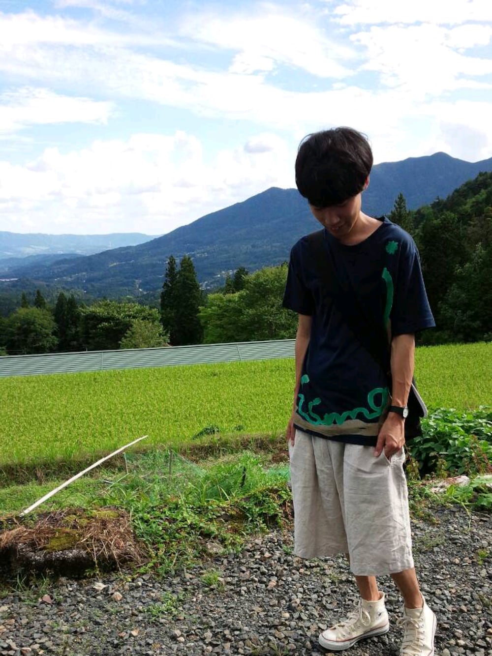 「TSUMORI CHISATOのアイテム（トップス、ブルー系）」を使った、ササシュンさん（メンズ・166cm）の夏コーディネートの1枚目の写真