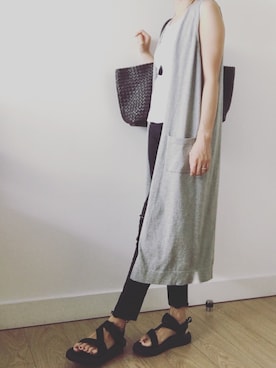 「Gramicci（グラミチ）のアイテム（シューズ）」を使った、caoriさん（レディース・154cm）の春コーディネート